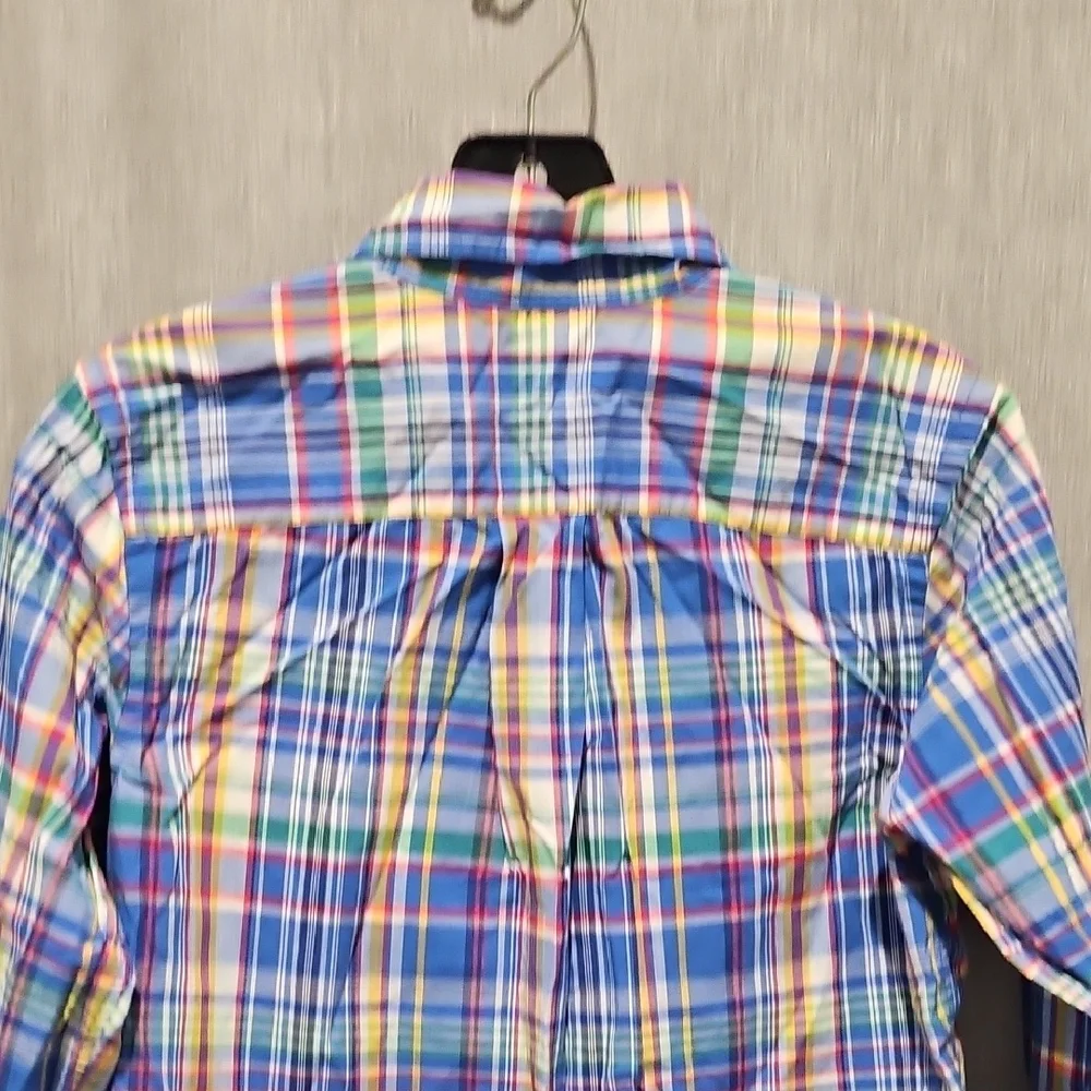 Ralph Lauren Boys Blue and Green Button Down Plaid Shirt